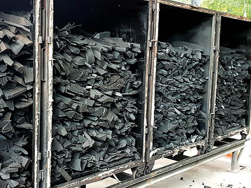 Charcoal in kilns