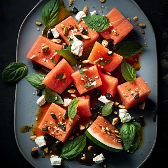 Grilled Watermelon Salad with Feta and Mint